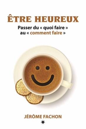 Coffee cup with froth in the form of smiling face. Cookies on saucer. Good mood and vivacity for active day